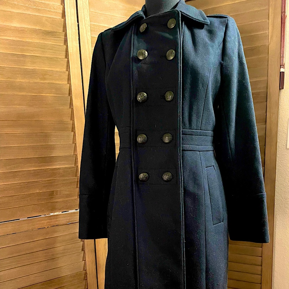 Banana Repulbic Melton Military Coat Navy 6